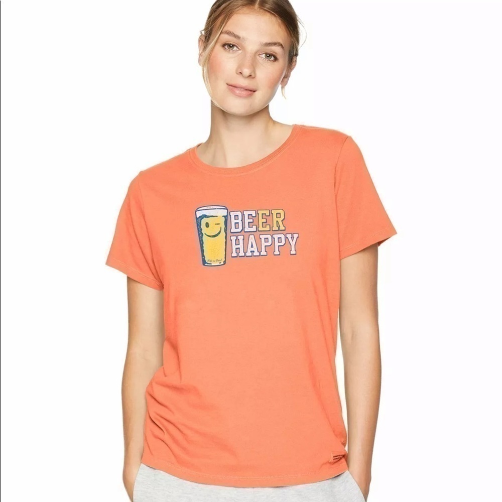 Life Is Good Orange “Beer Happy” Top T-shirt Large Bonus Jewelry included ‼️‼️) - Picture 1 of 8